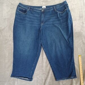 Lane Bryant Capri Jeans Sz 34 Boyfriend Cropped Relaxed Blue Dark Wash Casual